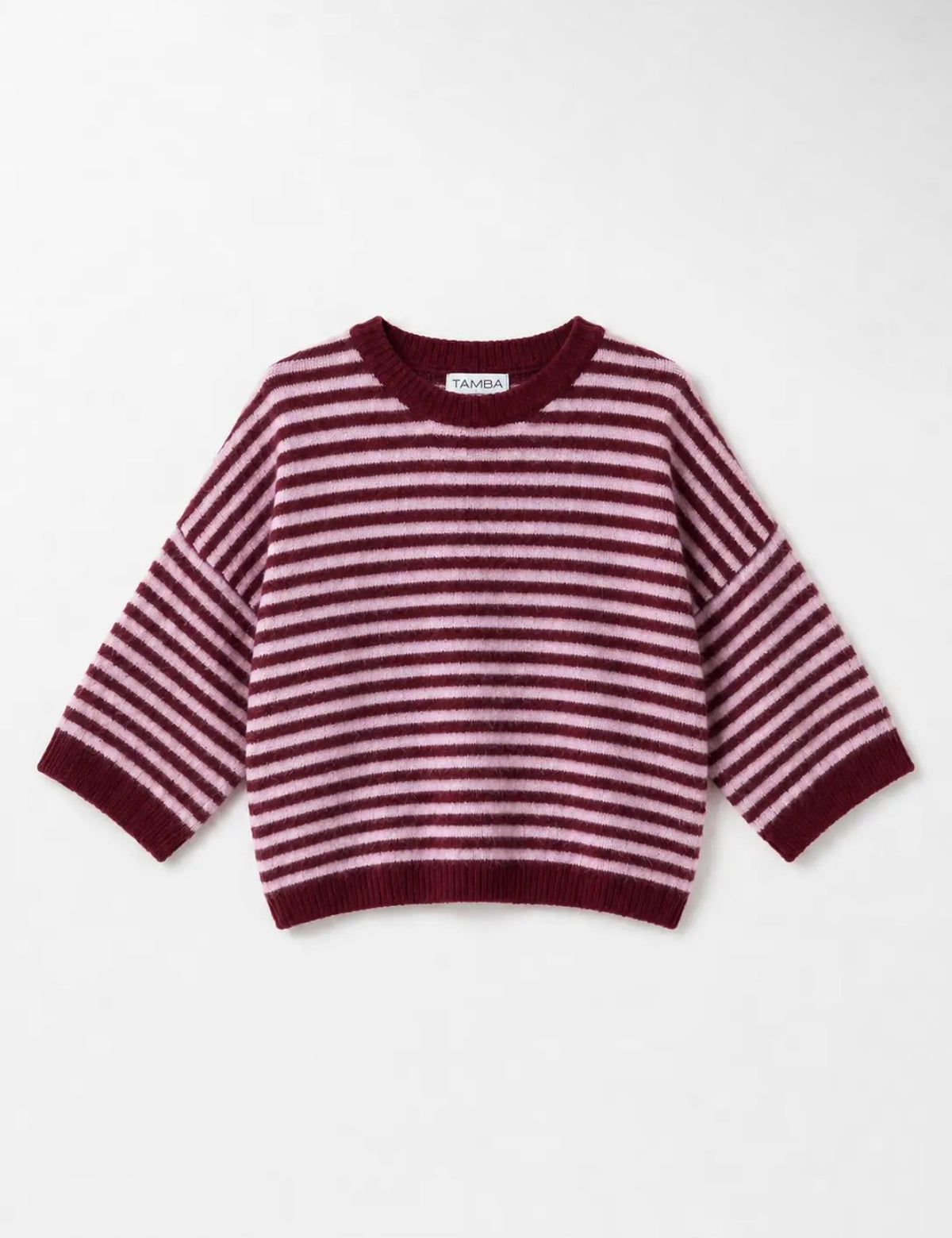 "Striped Cloud" – Kuscheliger Oversize-Pullover Bordeaux / Rosa