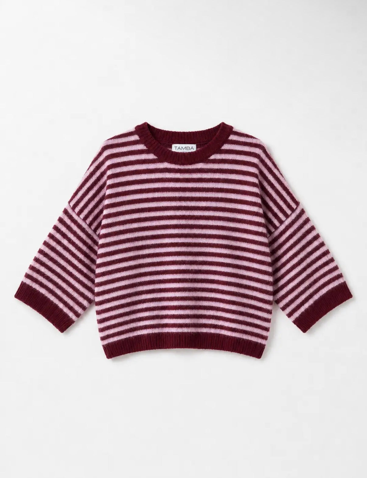 "Striped Cloud" – Kuscheliger Oversize-Pullover Bordeaux / Rosa
