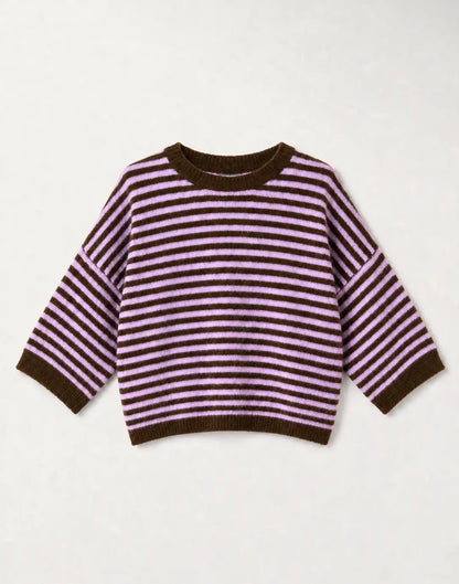 "Striped Cloud" – Kuscheliger Oversize-Pullover Kaffee / Beige