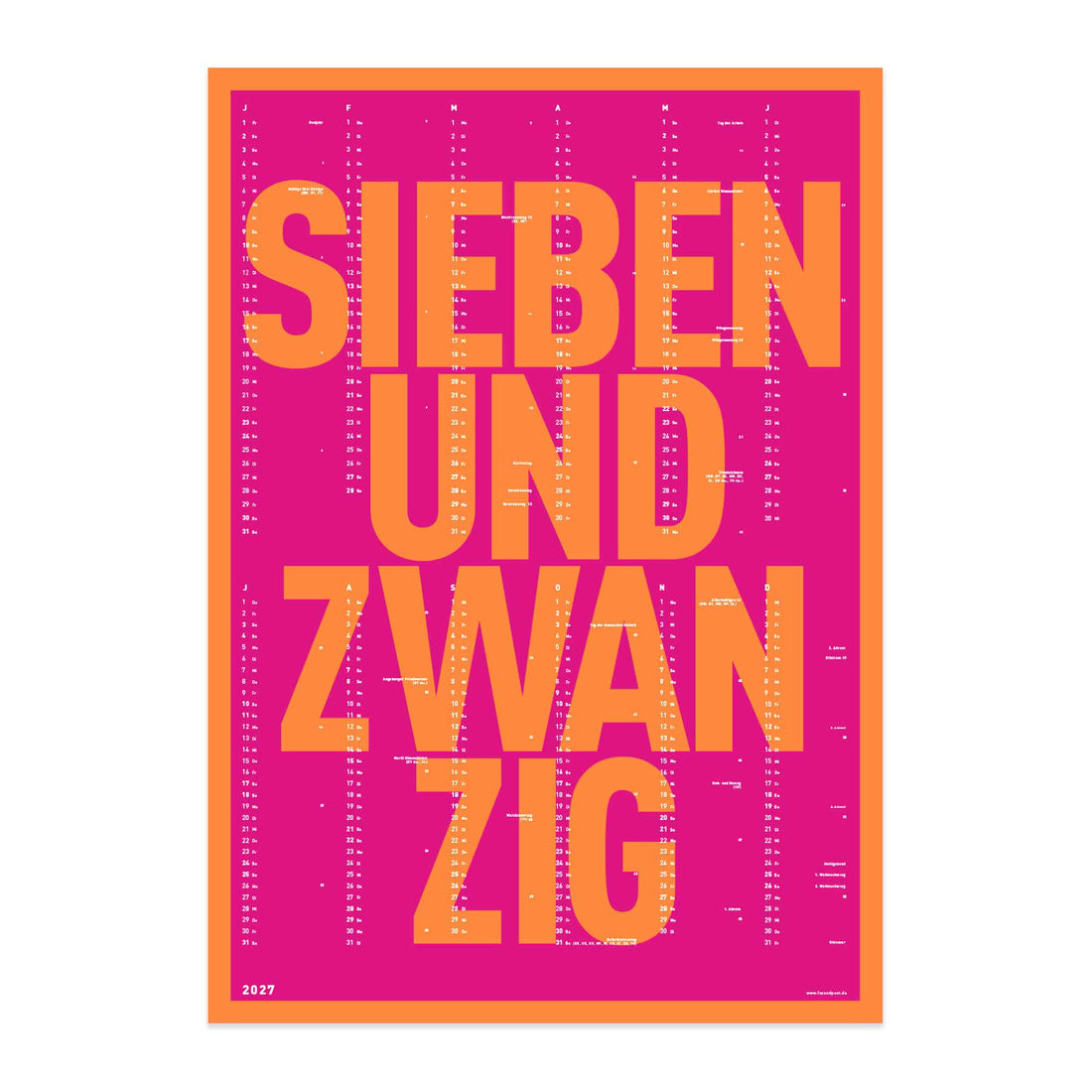 Neonknall- Wandkalender 2027