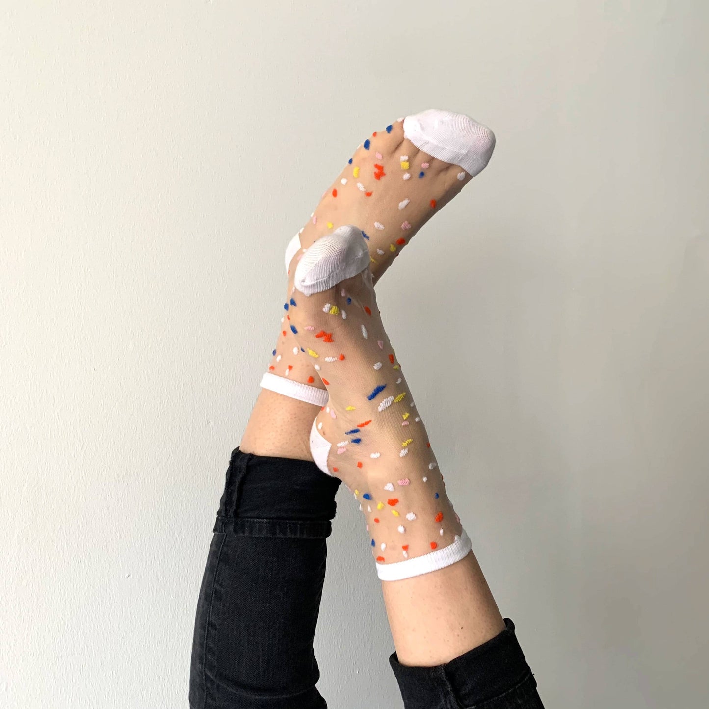 Transparente Socke mit Konfetti ''WEIß''