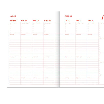 A-Journal Spiral-Tagebuch – Organizer 2027 – kariert Pink-Rot