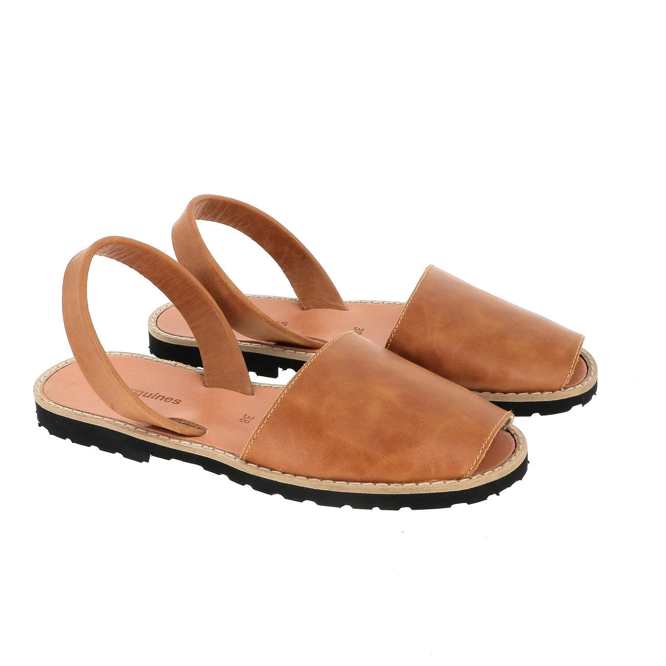 Avarca Leder-Sandalen in Vintage-Camel