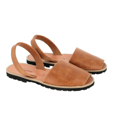 Avarca Leder-Sandalen in Vintage-Camel